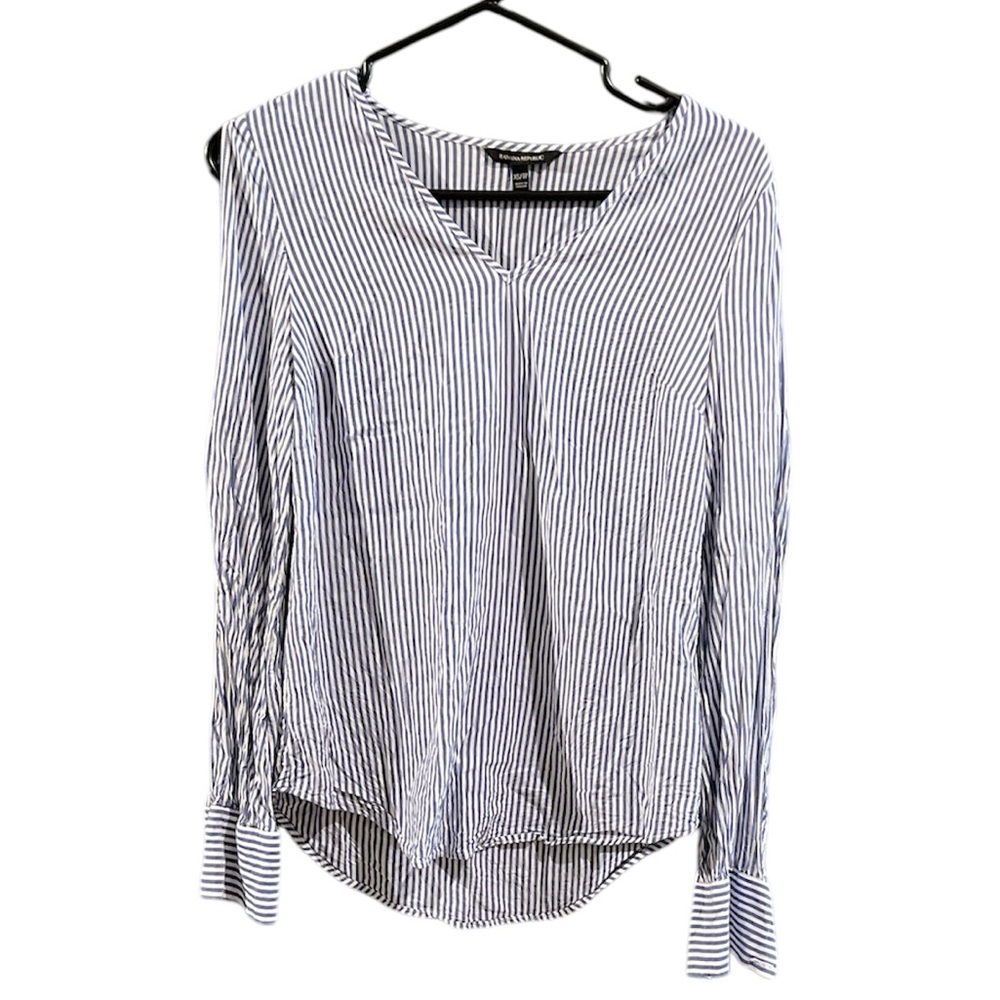 Banana Republic Blue White Striped Long Sleeve Top size XS